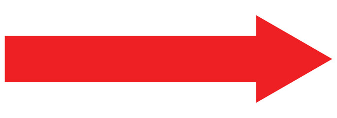 Red arrow forward. Long red arrow icon vector pointing right. Bold arrow icon. large size red  arrow pointer. Vector illustration