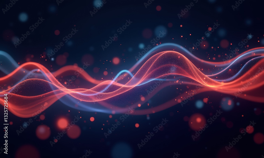Poster abstract red blue wave particle background - abstract backgrounds