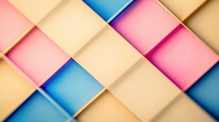 Abstract Geometric Shapes  Pink  Blue  Beige 3D Background