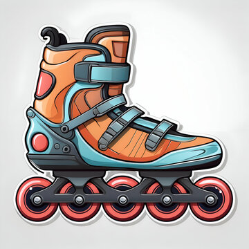 Cartoon Rollerblades. sticker vector. on an empty white background