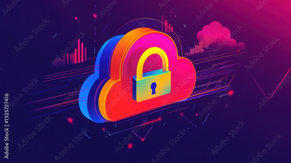 Aufkleber abstract representation of cloud security and data protection