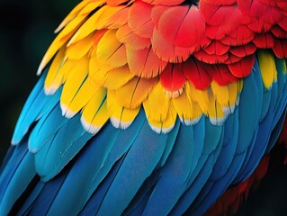 Fototapeta premium Striking macaw plumage displaying vibrant hues in an elegant formation