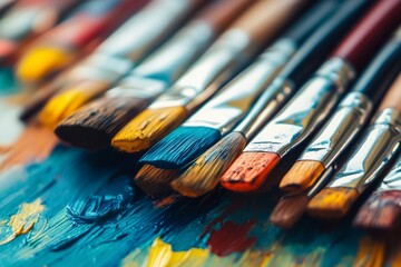 Fototapeta premium watercolor paints and brushes