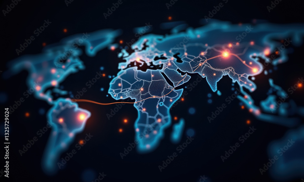 Aufkleber global network connection world map - global networking