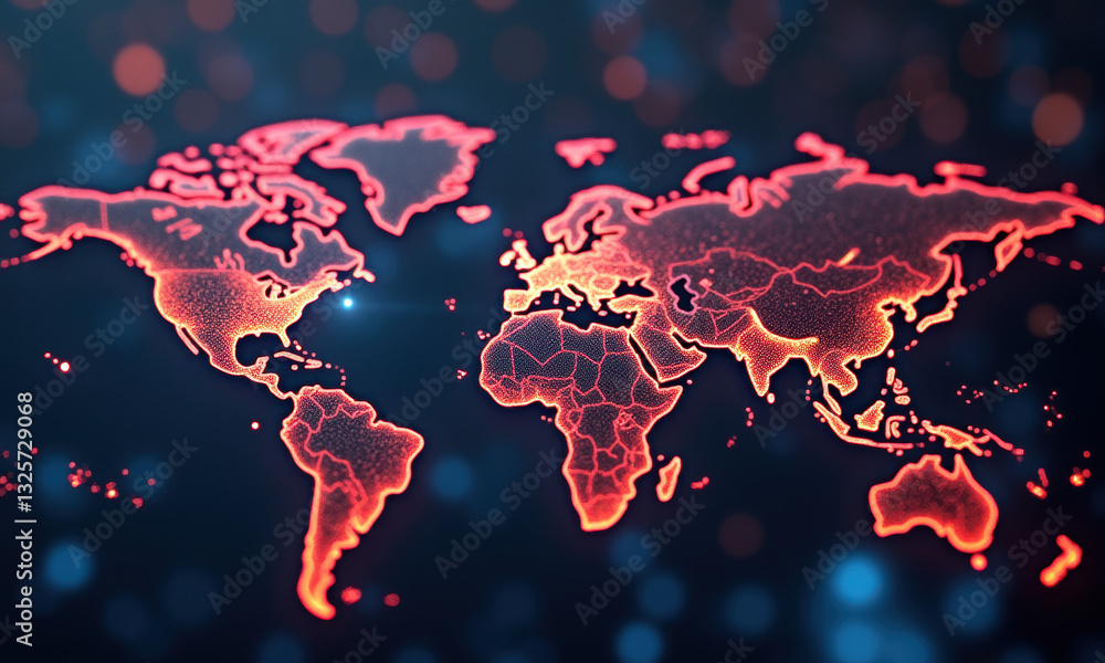 Poster global network connection world map - abstract backgrounds