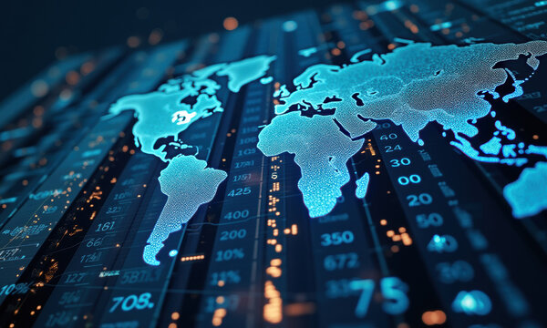 Global Network Data Map Visualization - Futuristic