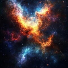 Colorful Galaxy with Vibrant Nebulae and Stars in Cosmic Background