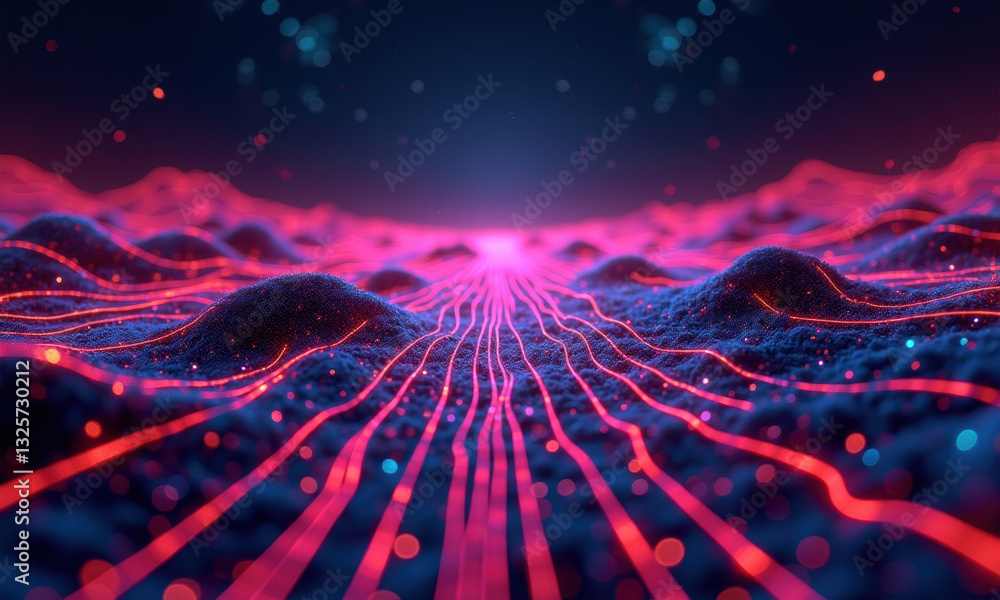 Poster glowing data network, abstract tech background - futuristic technology