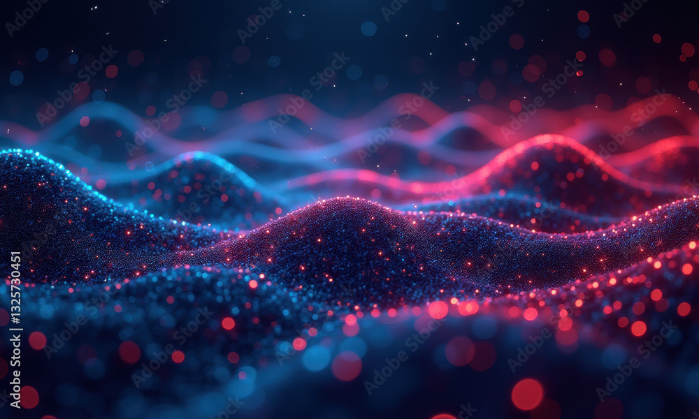 Poster glowing particle waves, abstract background - abstract backgrounds