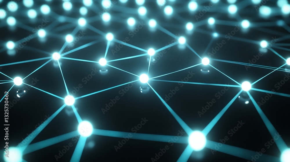 Wall mural abstract digital network with glowing connections and nodes