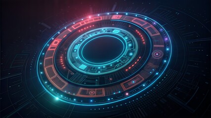 Creative digital tech circle dark background Big data technology concept 3D Rendering