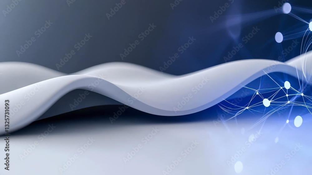Aufkleber abstract flowing waves and soft curves with a futuristic blue digital background and glowing connect
