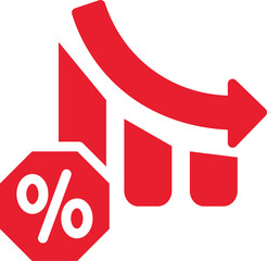 Depreciation and appreciation icon red color