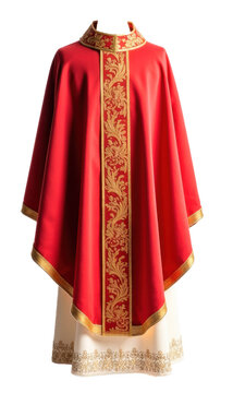 Casulla sacerdotal y alba sobre fondo blanco. PNG. Ropa de sacerdote, obispo o papa.