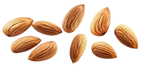 flying almonds isolated transparent background