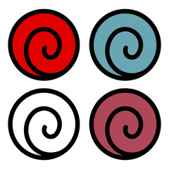 Set 4 Spiral, in japanese Uzumaki, is the symbol of the Uzumaki clan. Uzumaki clan are relatives with the Senju vector.Eps 10