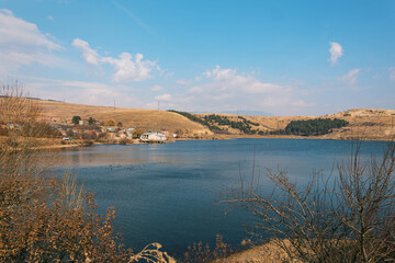 landscape with lake and mountains