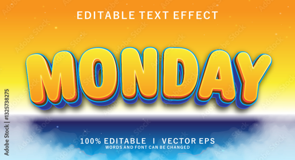 Aufkleber monday vector text effect with modern style design