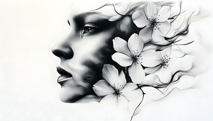 Ethereal Beauty: Woman with Floral Veil