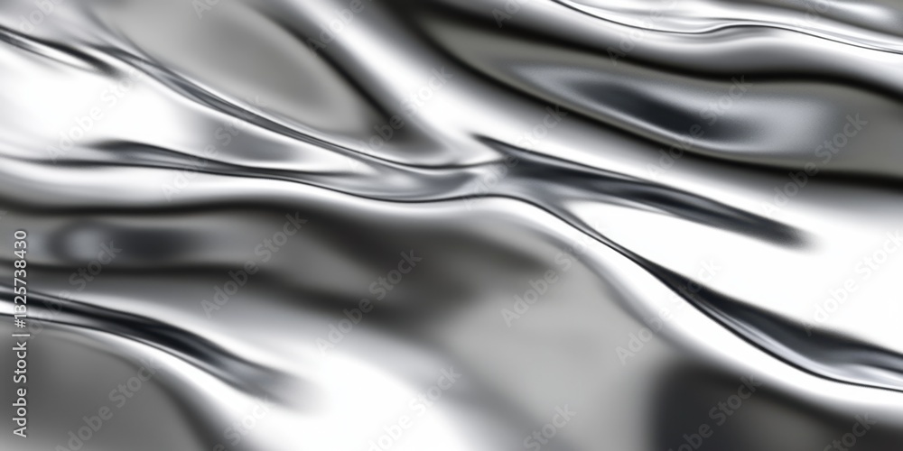 Poster abstract metallic flow: a mesmerizing, fluid, and reflective metallic surface. capturing the eleganc