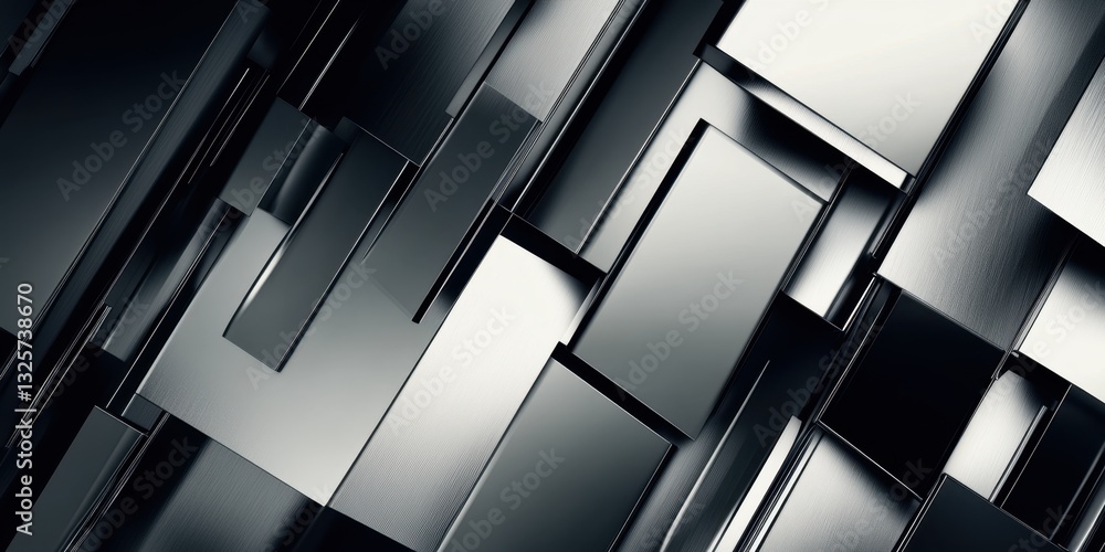 Poster abstract metallic geometry: a striking abstract composition of metallic shapes, meticulously arrange