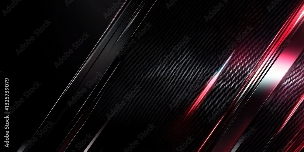 Poster elegant abstraction: a dynamic composition of glossy black and red metallic elements, showcasing sle