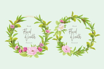 hand drawn poppy anemone wreath border 