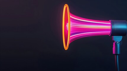Neon Horn Speaker with Bright Colors on Dark Background