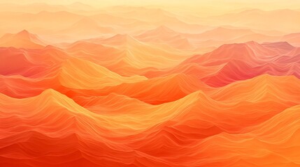 Rippled mountain gradients in fiery orange and shimmering bronze plain background