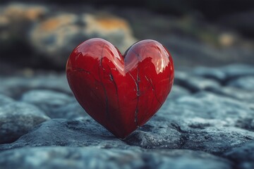 Fototapeta premium red heart on the snow