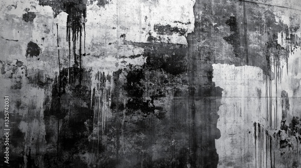 Poster grungy abstract texture with stains and drips on concrete surface