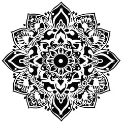 Black and white mandala design 