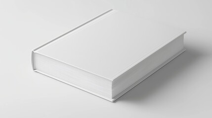 closed hardback book with a vibrant, solid pearl white cover, crisp white pages, and slightly visible spine. The book is set against a plain, bright white background