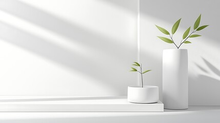Obraz premium Minimalist white room with shadows