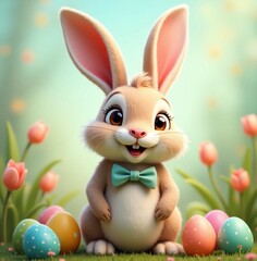 easter bunny with eggs