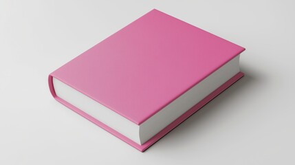 closed hardback book with a vibrant, solid Powder pink cover, crisp white pages, and slightly visible spine. The book is set against a plain, bright white background