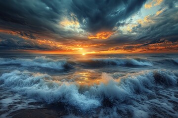 Obraz premium Dramatic Ocean Sunset