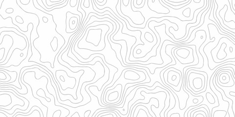Geography landscape Topo contour map on white background, Topographic contour lines. Seamless pattern with lines Topographic map. Geographic mountain relief diagram line wave carve design.
