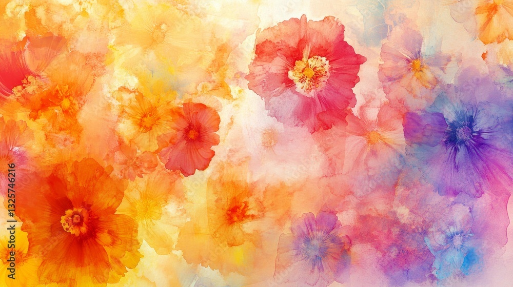 Poster vibrant abstract floral background with soft color blends and patterns
