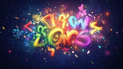 Naklejka premium Colorful Playful Lettering with Vibrant Background
