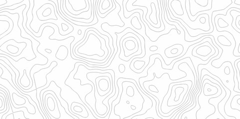 Geography landscape Topo contour map on white background, Topographic contour lines. Seamless pattern with lines Topographic map. Geographic mountain relief diagram line wave carve design.	
