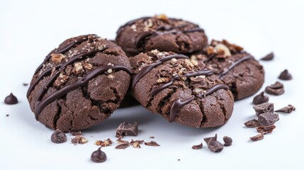 Chocolate cookies, studio, nuts, drizzle