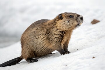 Obraz premium beaver with white background