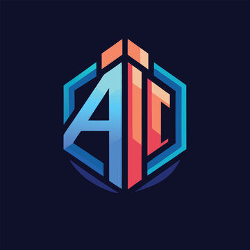 Abstract AIC Logo Design Hexagon, Gradient, Modern, Colorful, Technology, Branding, Initial, Identit