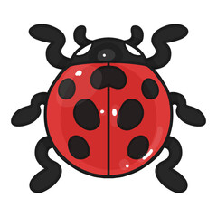 Cute Cartoon-Style Lucky Ladybug Art (Shadow and Highlight)