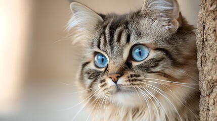 Captivating Feline Close Up with Luminous Blue Eyes