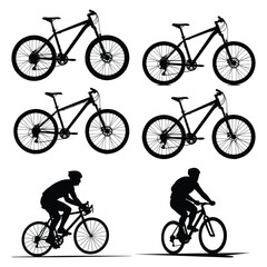 Obraz premium set of silhouette bicycle riders illustration.