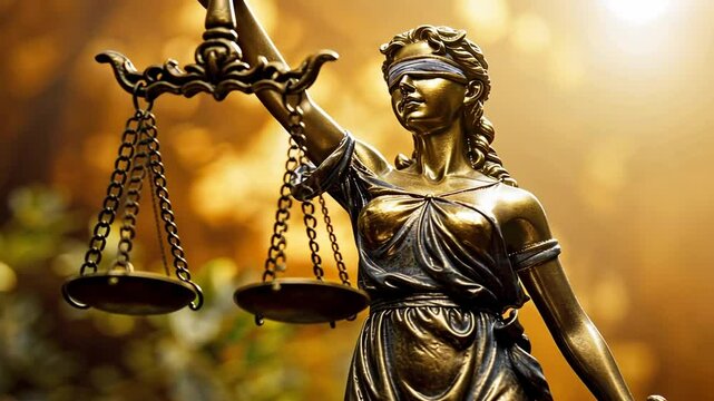 Statue von Justitia mit Waage und Schwert
