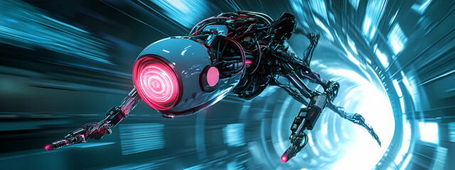 Futuristic AI Scout in Hyperdrive