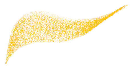 Separate yellow crayon brush strokes on transparent background.